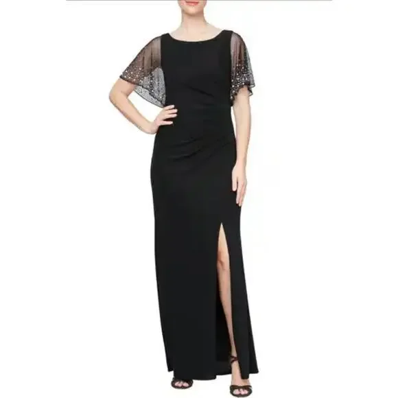 Alex Evenings long pearl sleeve evening gown size 10 - Picture 1 of 9